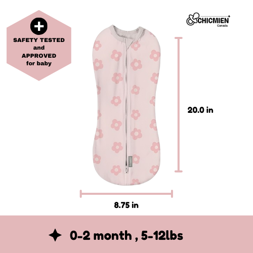 by Ingenuity Compression Swaddle Pod, Two-Way Zipper for Easy Changes, Improves Sleep & Calms Startle Reflex, 0-2 Months, 2-Pack - Flower Confetti