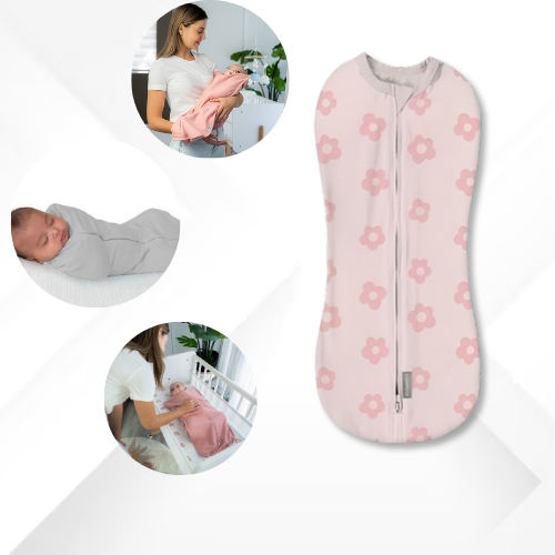 by Ingenuity Compression Swaddle Pod, Two-Way Zipper for Easy Changes, Improves Sleep & Calms Startle Reflex, 0-2 Months, 2-Pack - Flower Confetti