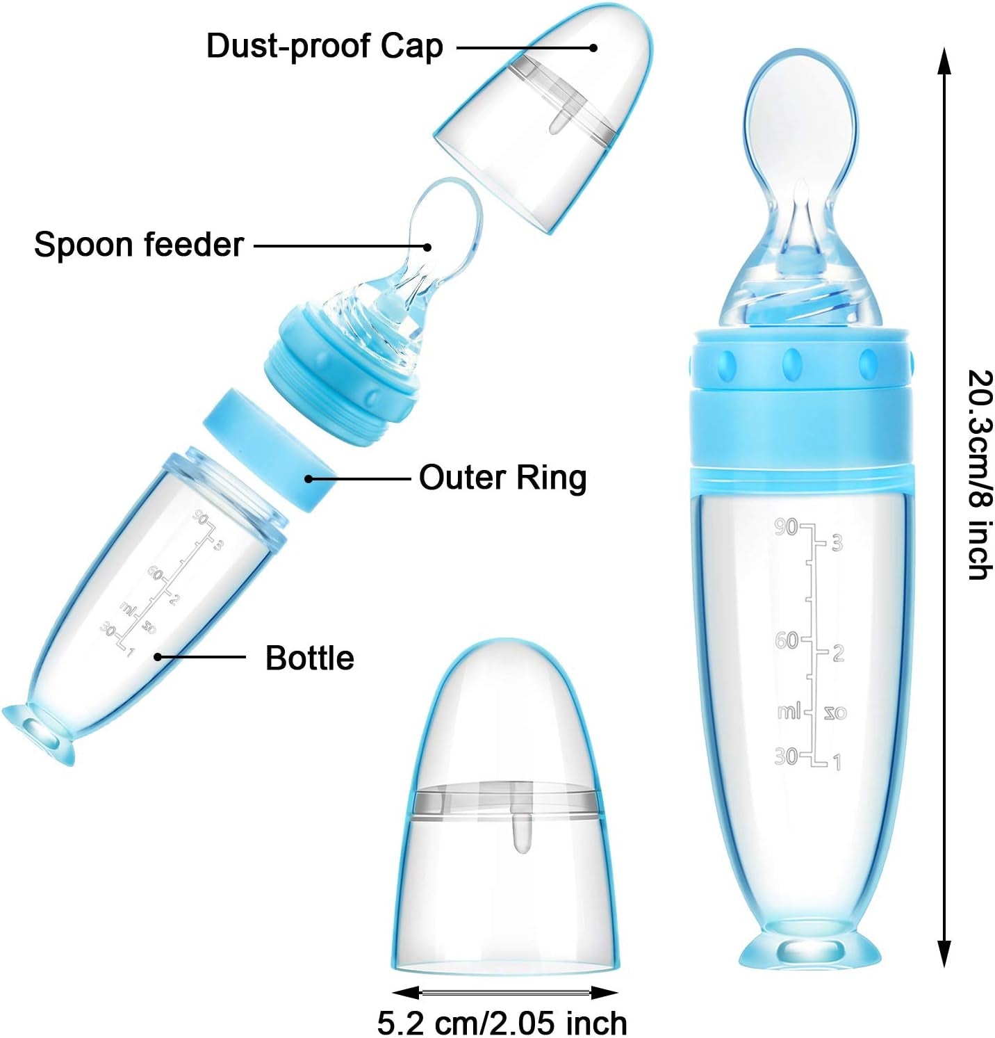 2 Pieces Silicone Baby Feeding Spoon With Standing Base.